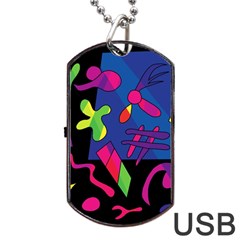 Colorful Shapes Dog Tag Usb Flash (one Side) by Valentinaart