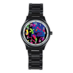 Colorful Shapes Stainless Steel Round Watch