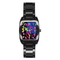 Colorful Shapes Stainless Steel Barrel Watch