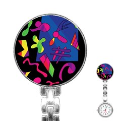 Colorful Shapes Stainless Steel Nurses Watch