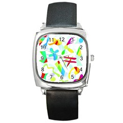 Playful Shapes Square Metal Watch