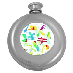 Playful Shapes Round Hip Flask (5 Oz) by Valentinaart