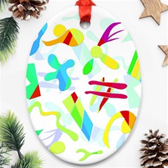 Playful Shapes Oval Ornament (two Sides)