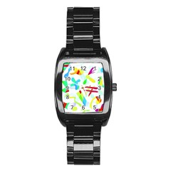 Playful Shapes Stainless Steel Barrel Watch