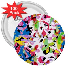 Colorful Pother 3  Buttons (100 Pack) 