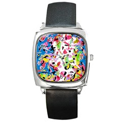 Colorful Pother Square Metal Watch