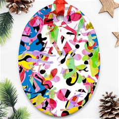 Colorful Pother Oval Ornament (two Sides)