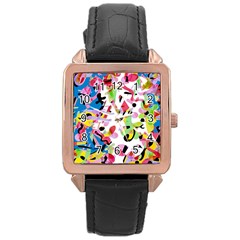 Colorful Pother Rose Gold Leather Watch 