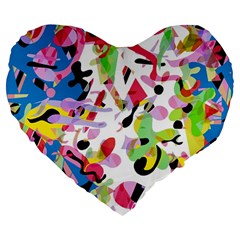 Colorful Pother Large 19  Premium Flano Heart Shape Cushions