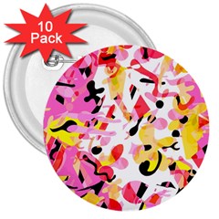 Pink Pother 3  Buttons (10 Pack) 