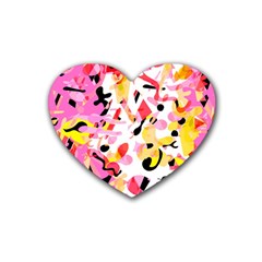 Pink Pother Rubber Coaster (heart)  by Valentinaart