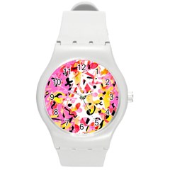 Pink Pother Round Plastic Sport Watch (m) by Valentinaart