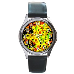 Fire Round Metal Watch