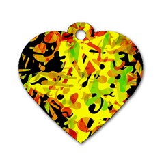 Fire Dog Tag Heart (one Side)