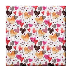 Colorful Cute Hearts Pattern Tile Coasters