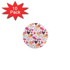 Colorful Cute Hearts Pattern 1  Mini Magnet (10 Pack)  by TastefulDesigns