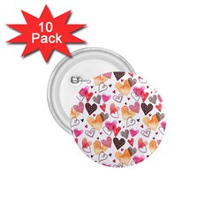 Colorful Cute Hearts Pattern 1 75  Buttons (10 Pack) by TastefulDesigns