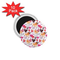 Colorful Cute Hearts Pattern 1 75  Magnets (10 Pack)  by TastefulDesigns