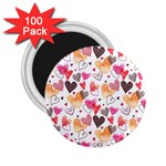 Colorful Cute Hearts Pattern 2.25  Magnets (100 pack)  Front