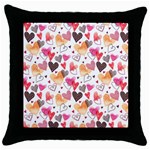 Colorful Cute Hearts Pattern Throw Pillow Case (Black) Front