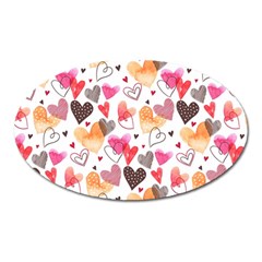 Colorful Cute Hearts Pattern Oval Magnet by TastefulDesigns