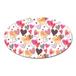 Colorful Cute Hearts Pattern Oval Magnet Front