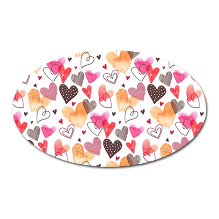 Colorful Cute Hearts Pattern Oval Magnet