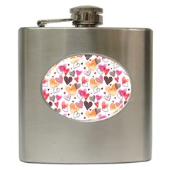 Colorful Cute Hearts Pattern Hip Flask (6 Oz)