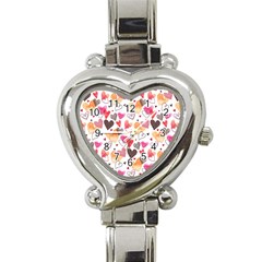 Colorful Cute Hearts Pattern Heart Italian Charm Watch by TastefulDesigns