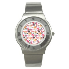 Colorful Cute Hearts Pattern Stainless Steel Watch by TastefulDesigns