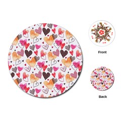 Colorful Cute Hearts Pattern Playing Cards (round)  by TastefulDesigns