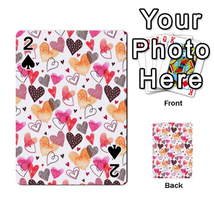 Colorful Cute Hearts Pattern Playing Cards 54 Designs 