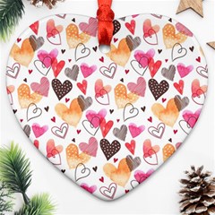 Colorful Cute Hearts Pattern Heart Ornament (2 Sides)