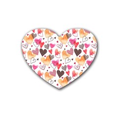 Colorful Cute Hearts Pattern Rubber Coaster (heart) 