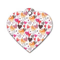 Colorful Cute Hearts Pattern Dog Tag Heart (two Sides)