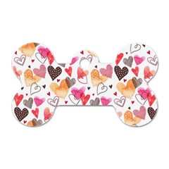 Colorful Cute Hearts Pattern Dog Tag Bone (one Side)