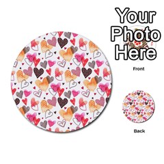 Colorful Cute Hearts Pattern Multi-purpose Cards (round) 