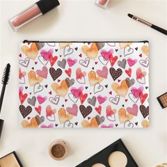 Colorful Cute Hearts Pattern Cosmetic Bag (large) 