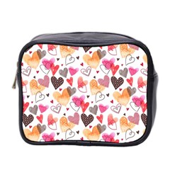 Colorful Cute Hearts Pattern Mini Toiletries Bag 2-side