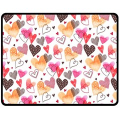 Colorful Cute Hearts Pattern Fleece Blanket (medium)  by TastefulDesigns