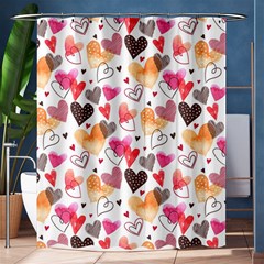 Colorful Cute Hearts Pattern Shower Curtain 60  X 72  (medium) 