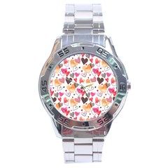 Colorful Cute Hearts Pattern Stainless Steel Analogue Watch