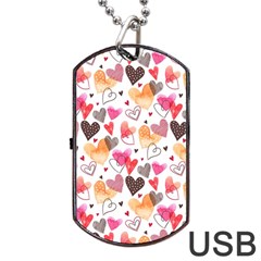 Colorful Cute Hearts Pattern Dog Tag Usb Flash (two Sides)  by TastefulDesigns