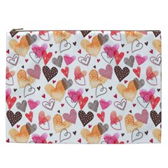 Colorful Cute Hearts Pattern Cosmetic Bag (xxl) 