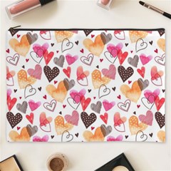 Colorful Cute Hearts Pattern Cosmetic Bag (xxxl)  by TastefulDesigns