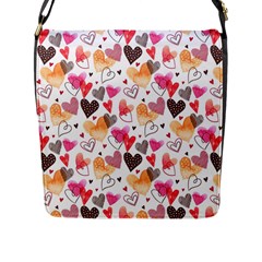 Colorful Cute Hearts Pattern Flap Messenger Bag (l) 