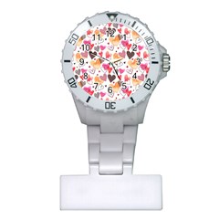 Colorful Cute Hearts Pattern Plastic Nurses Watch by TastefulDesigns