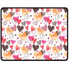 Colorful Cute Hearts Pattern Double Sided Fleece Blanket (medium) 