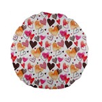 Colorful Cute Hearts Pattern Standard 15  Premium Flano Round Cushions Front