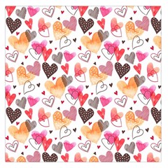 Colorful Cute Hearts Pattern Large Satin Scarf (square)